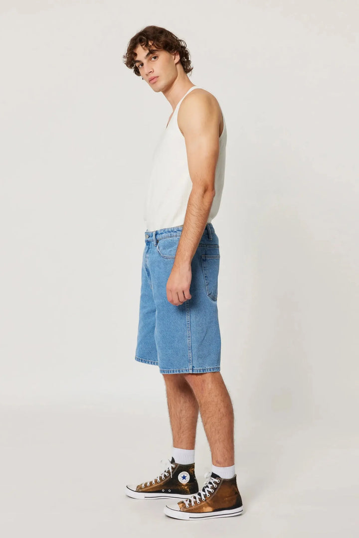 ROLLAS Mens Big Boss Denim Shorts Freshwater - Mid Blue, MENS SHORTS, ROLLAS, Elwood 101