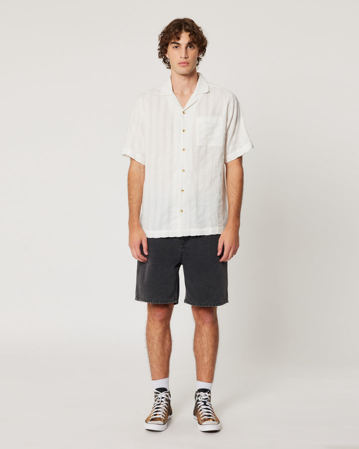 ROLLAS Mens Seersucker Short Sleeve Shirt - Vintage White, MENS SHIRTS, ROLLAS, Elwood 101
