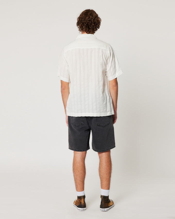 ROLLAS Mens Seersucker Short Sleeve Shirt - Vintage White, MENS SHIRTS, ROLLAS, Elwood 101