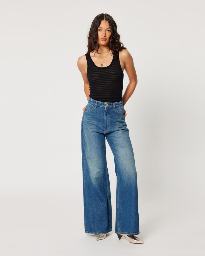 ROLLAS Womens Studio Flare Eclipse - Dark Vintage Blue, WOMENS DENIM, ROLLA'S, Elwood 101