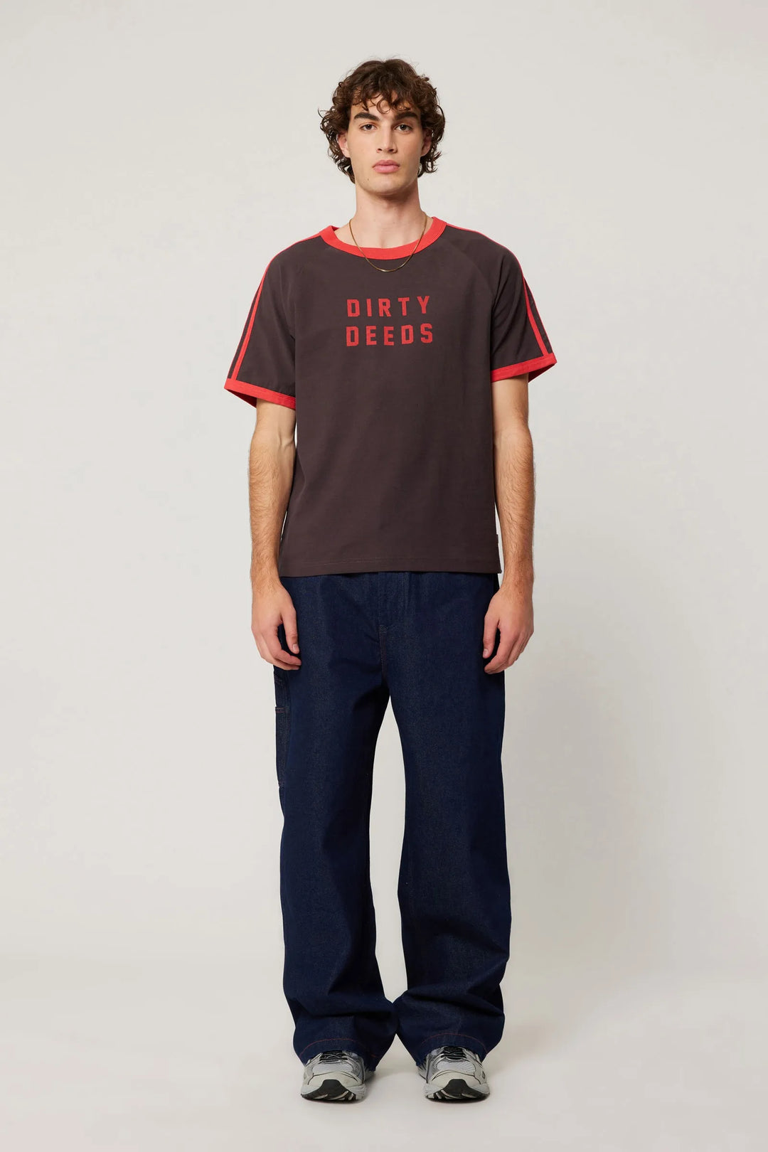 ROLLAS x ACDC Mens Dirty Deeds Ringer Tee - Washed Black, MENS TEE SHIRTS, ROLLAS, Elwood 101