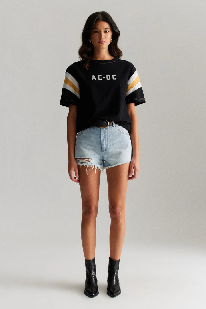 ROLLAS x ACDC Womens Sport Splice Tee - Washed Black, WOMENS TEES & TANKS, ROLLAS, Elwood 101