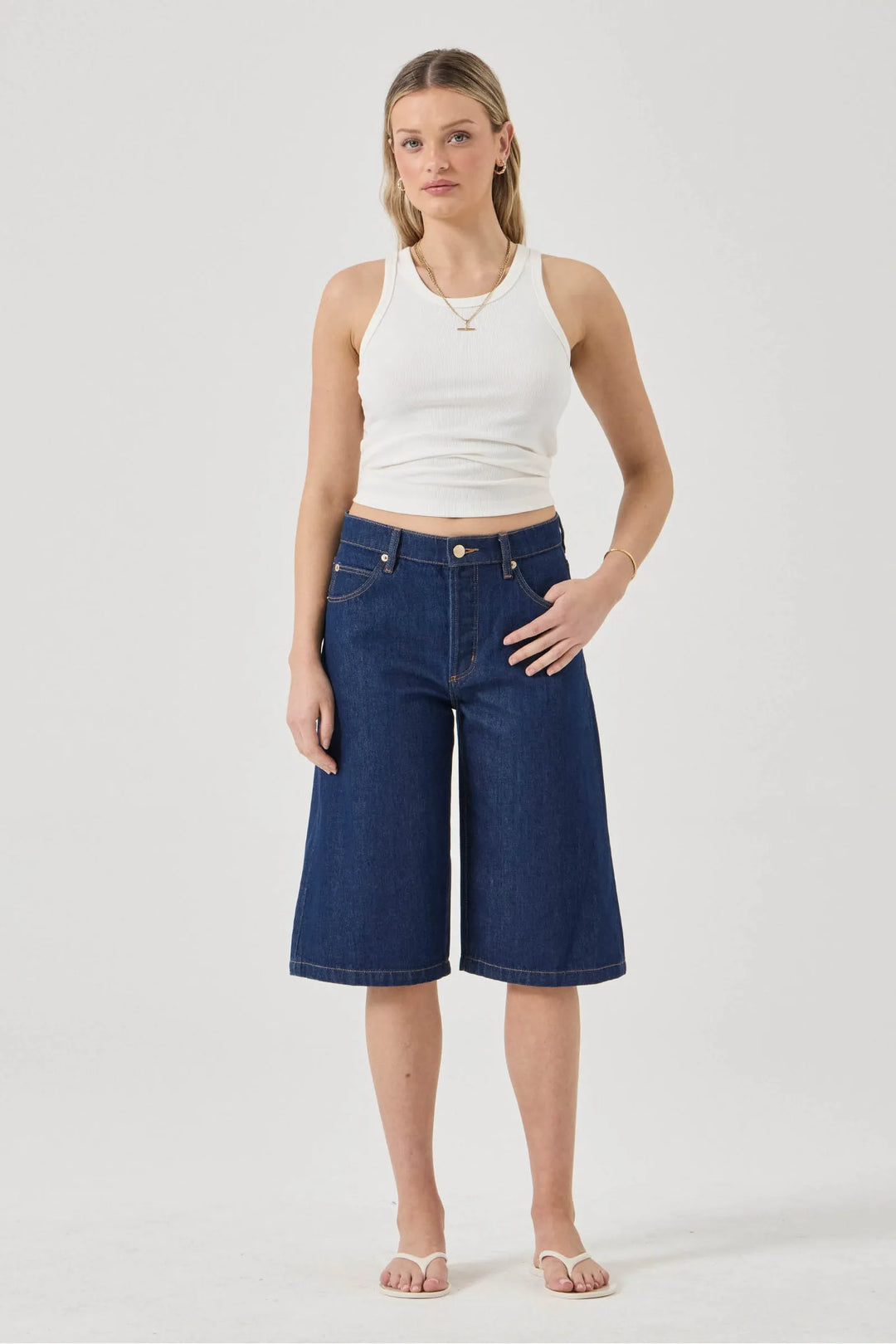 ROLLA'S Womens Charlotte Denim Culotte in Soho Blue