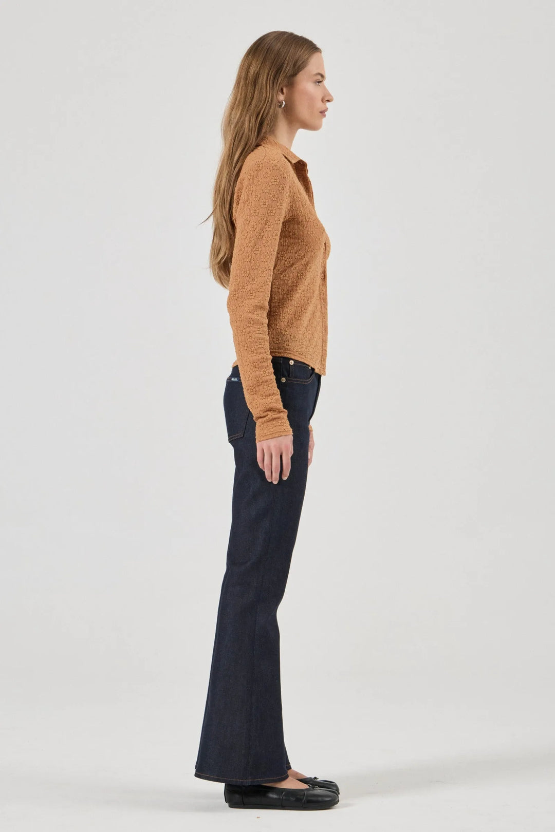 ROLLA'S Womens Daisy Lace Long Sleeve Shirt in Caramel, WOMENS TOPS & SHIRTS, ROLLA'S, Elwood 101