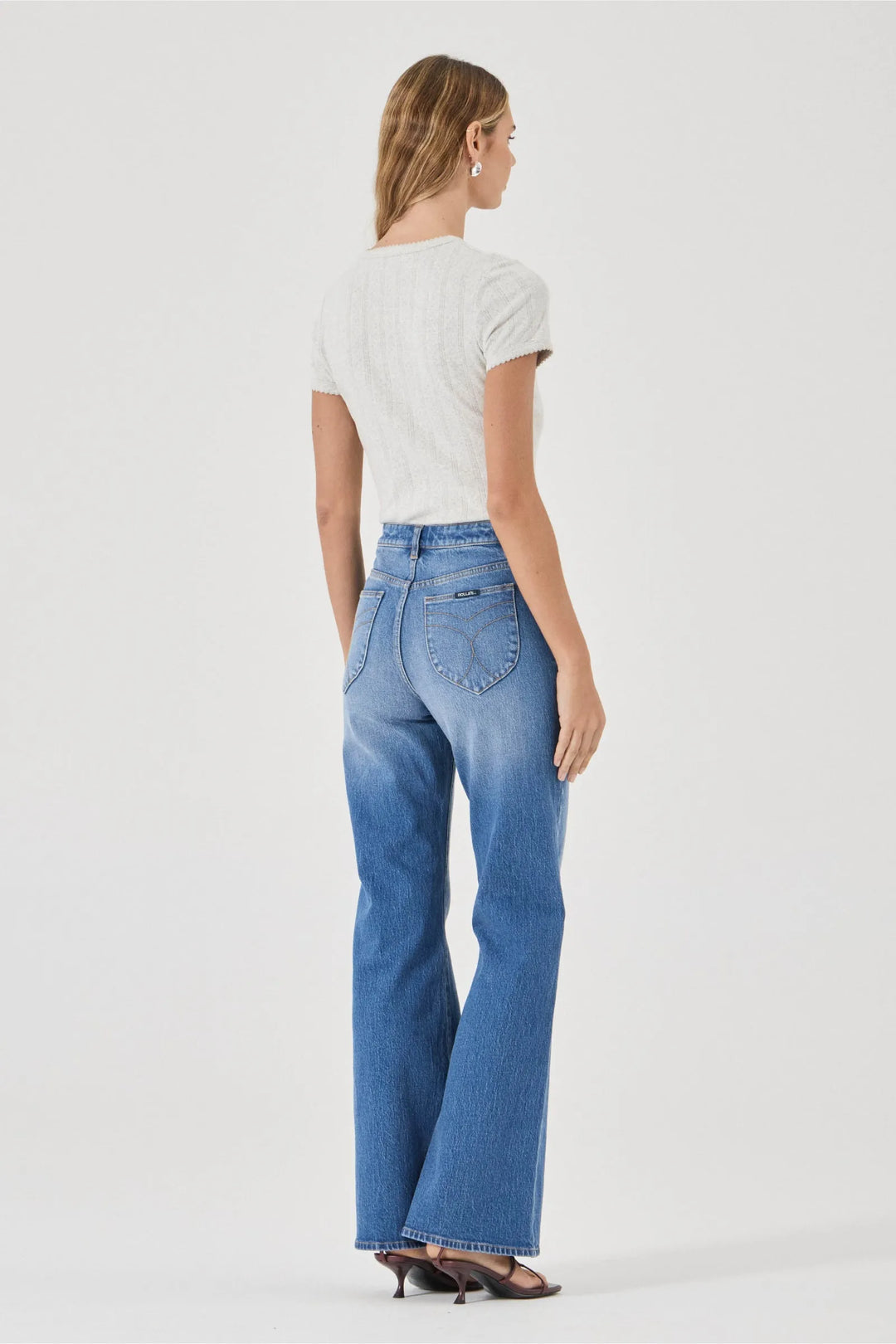 ROLLA'S Womens Eastcoast Flare Jeans  in Silverlake Blue