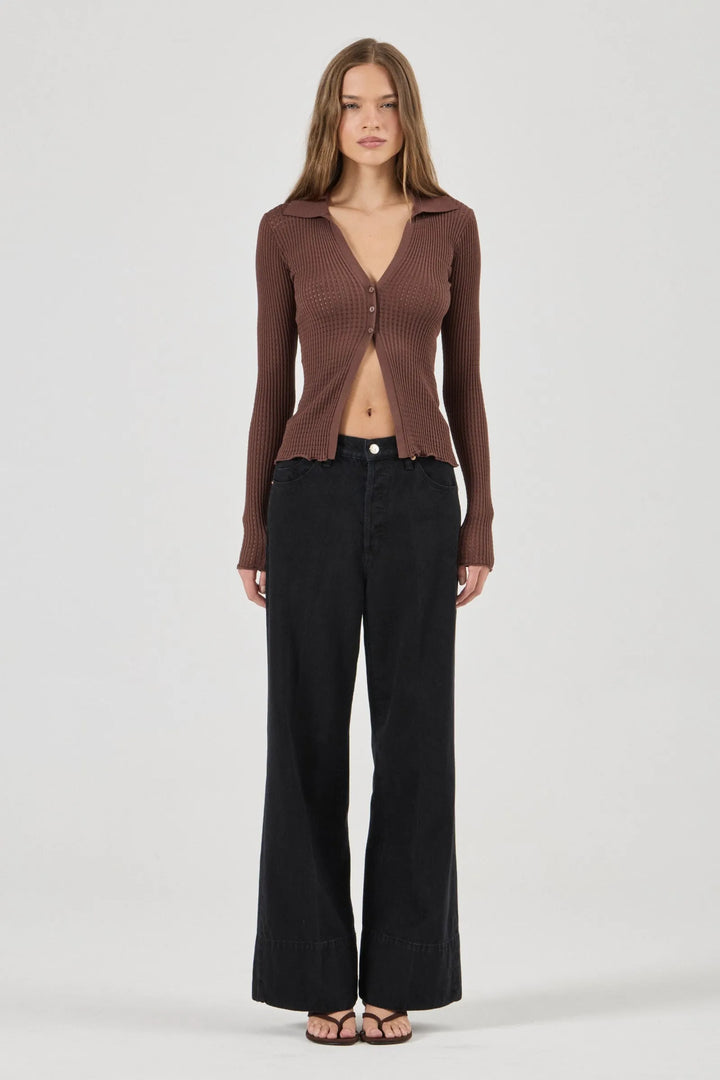 ROLLA'S Womens Juno Knitted Shirt in Espresso, WOMENS TOPS & SHIRTS, ROLLA'S, Elwood 101