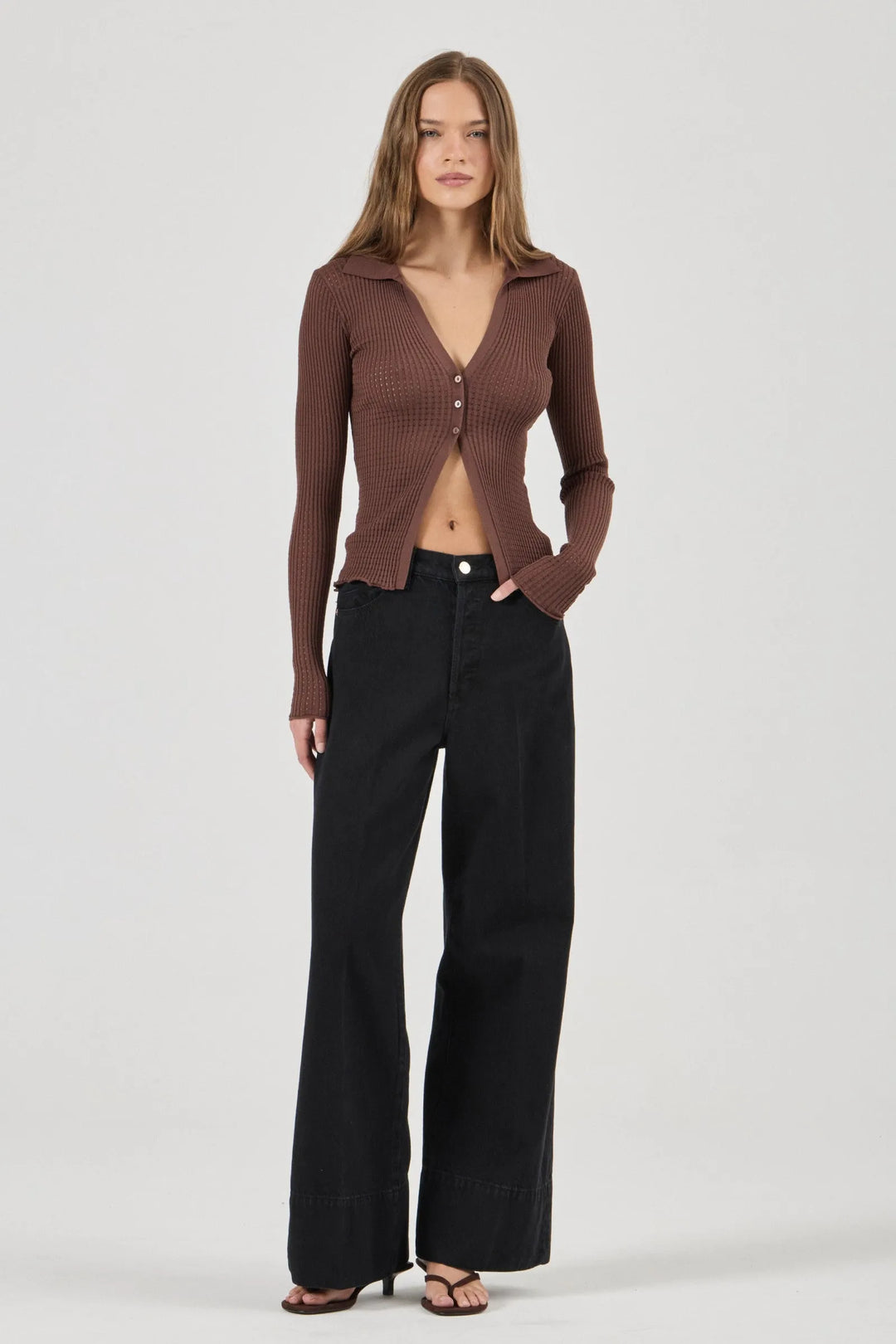 ROLLA'S Womens Juno Knitted Shirt in Espresso, WOMENS TOPS & SHIRTS, ROLLA'S, Elwood 101