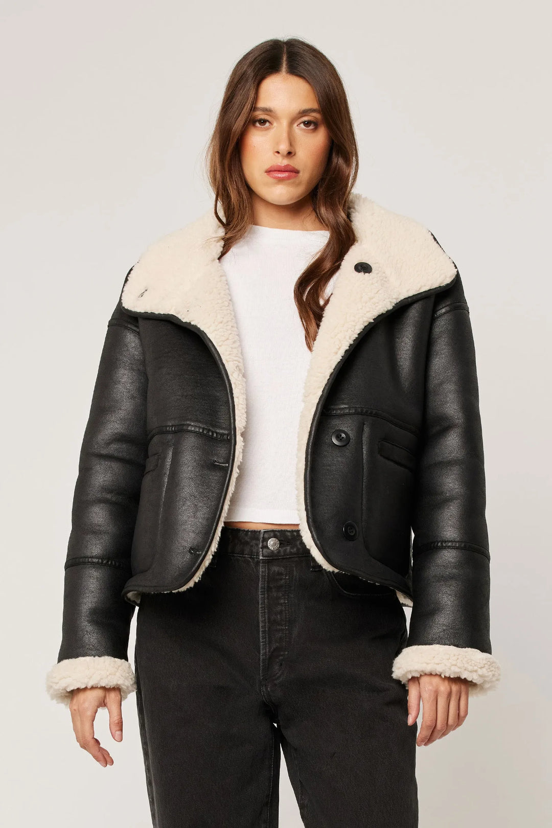 ROLLA'S Womens Reversible Faux Shearling Jacket - Black, WOMENS COATS & JACKETS, ROLLA'S, Elwood 101