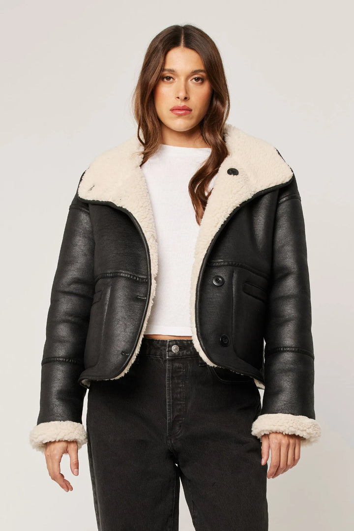 ROLLA'S Womens Reversible Faux Shearling Jacket - Black, WOMENS COATS & JACKETS, ROLLA'S, Elwood 101
