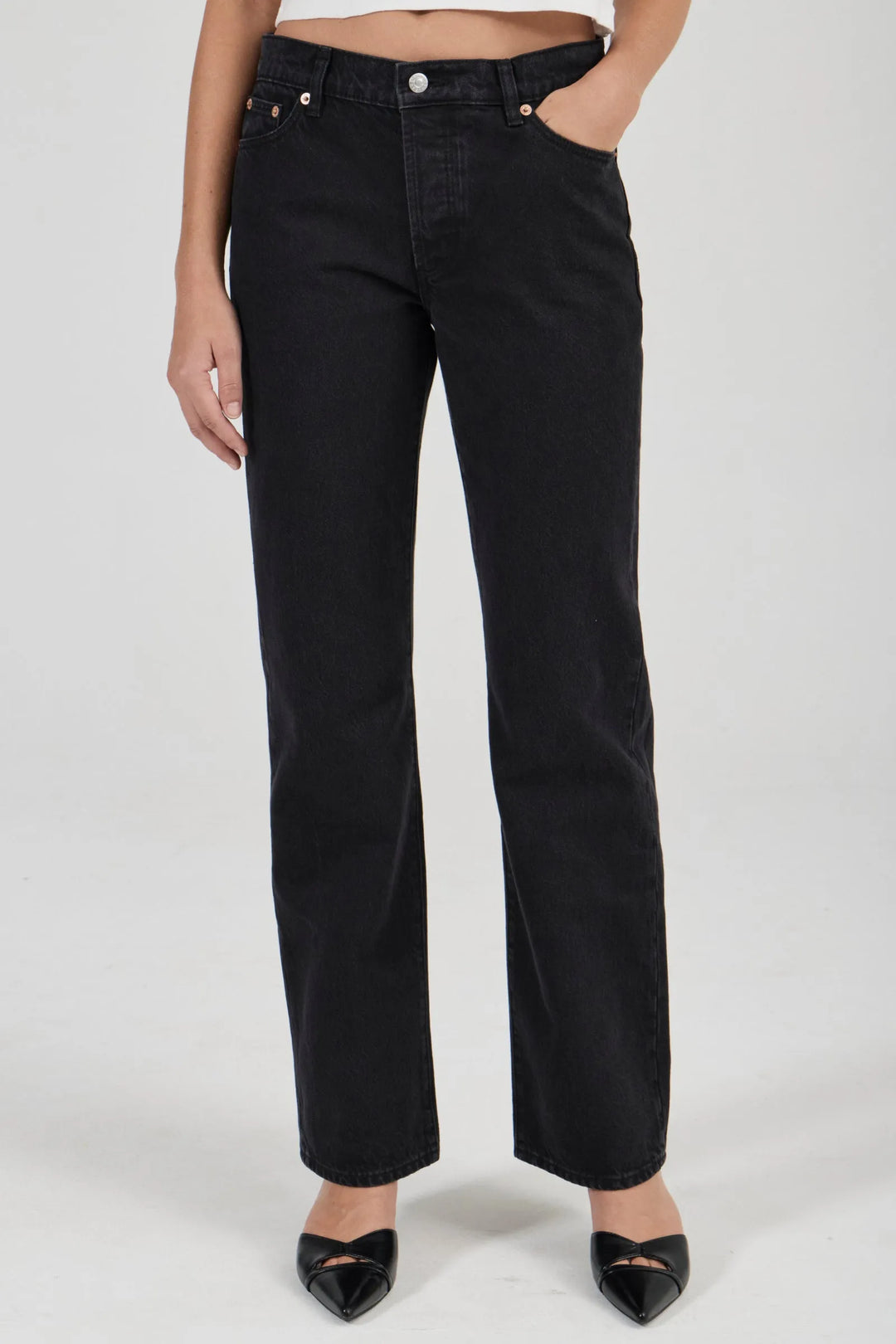 ROLLA'S Womens Meg Straight Jeans in Vice Washed Black