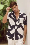 RUNAWAY Mens Lazure Short Sleeve Shirt - Black Stone Print, MENS SHIRTS, RUNAWAY, Elwood 101