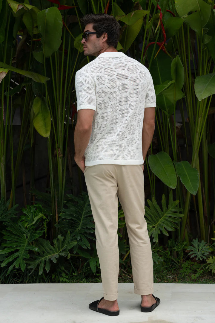 RUNAWAY Mens Keneth Short Sleeve Knit Shirt - White, MENS SHIRTS, RUNAWAY, Elwood 101