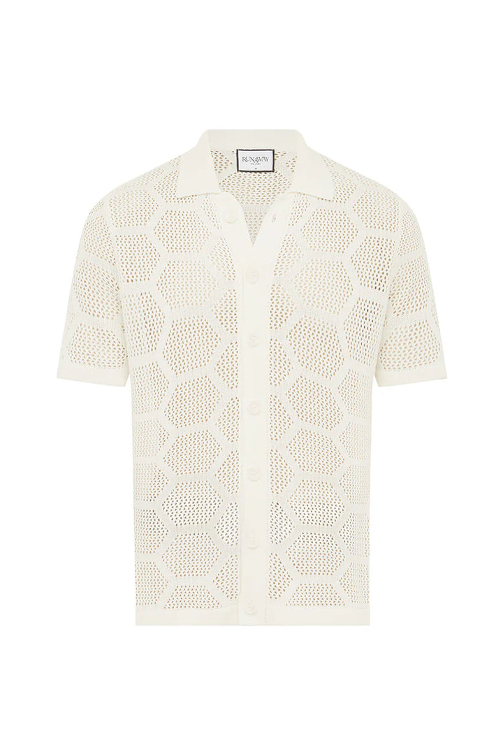 RUNAWAY Mens Keneth Short Sleeve Knit Shirt - White, MENS SHIRTS, RUNAWAY, Elwood 101
