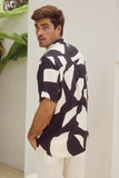 RUNAWAY Mens Lazure Short Sleeve Shirt - Black Stone Print, MENS SHIRTS, RUNAWAY, Elwood 101