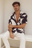RUNAWAY Mens Lazure Short Sleeve Shirt - Black Stone Print, MENS SHIRTS, RUNAWAY, Elwood 101