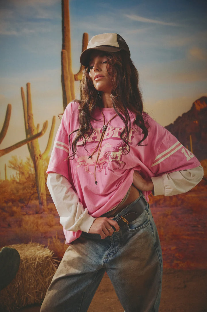 SABBI Womens Neigh Sayer Long Sleeve Tee in Pink, WOMENS TEES & TANKS, SABBI, Elwood 101