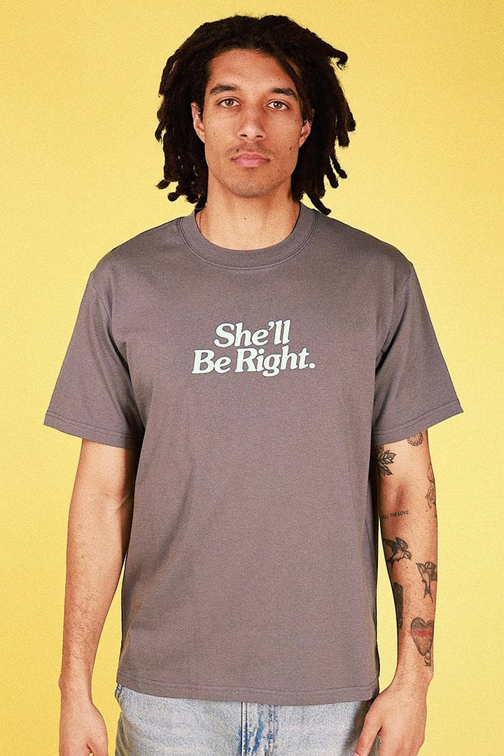 SKWOSH CLUB Mens She'll Be Right Slang Tee in Charcoal, MENS TEE SHIRTS, SKWOSH CLUB, Elwood 101