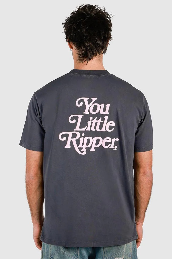 SKWOSH CLUB Mens You Little Ripper Slang Tee in Charcoal, MENS TEE SHIRTS, SKWOSH CLUB, Elwood 101