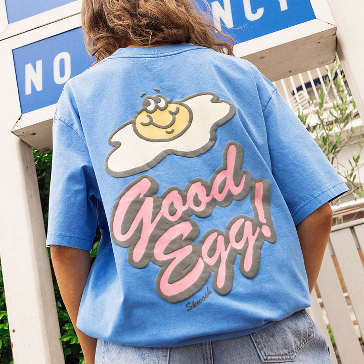 SKWOSH CLUB Mens Good Egg Regular Tee - Washed Blue, MENS TEE SHIRTS, SKWOSH CLUB, Elwood 101
