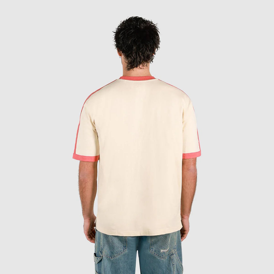 SKWOSH Mens Gone Fishin' Boxy Ringer Tee in Off White