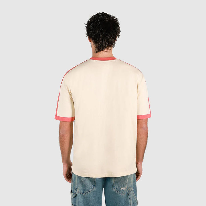 SKWOSH Mens Gone Fishin' Boxy Ringer Tee in Off White