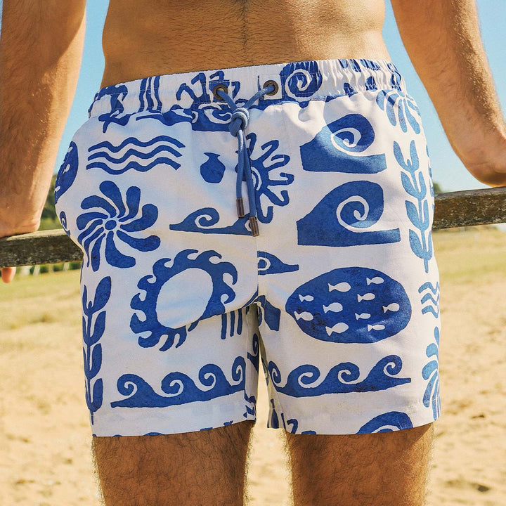 SKWOSH CLUB Mens Greek Yoghurt Swim Shorts in White, MENS SHORTS, SKWOSH CLUB, Elwood 101