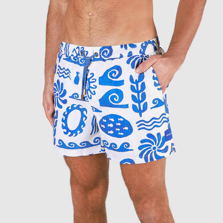 SKWOSH CLUB Mens Greek Yoghurt Swim Shorts in White, MENS SHORTS, SKWOSH CLUB, Elwood 101