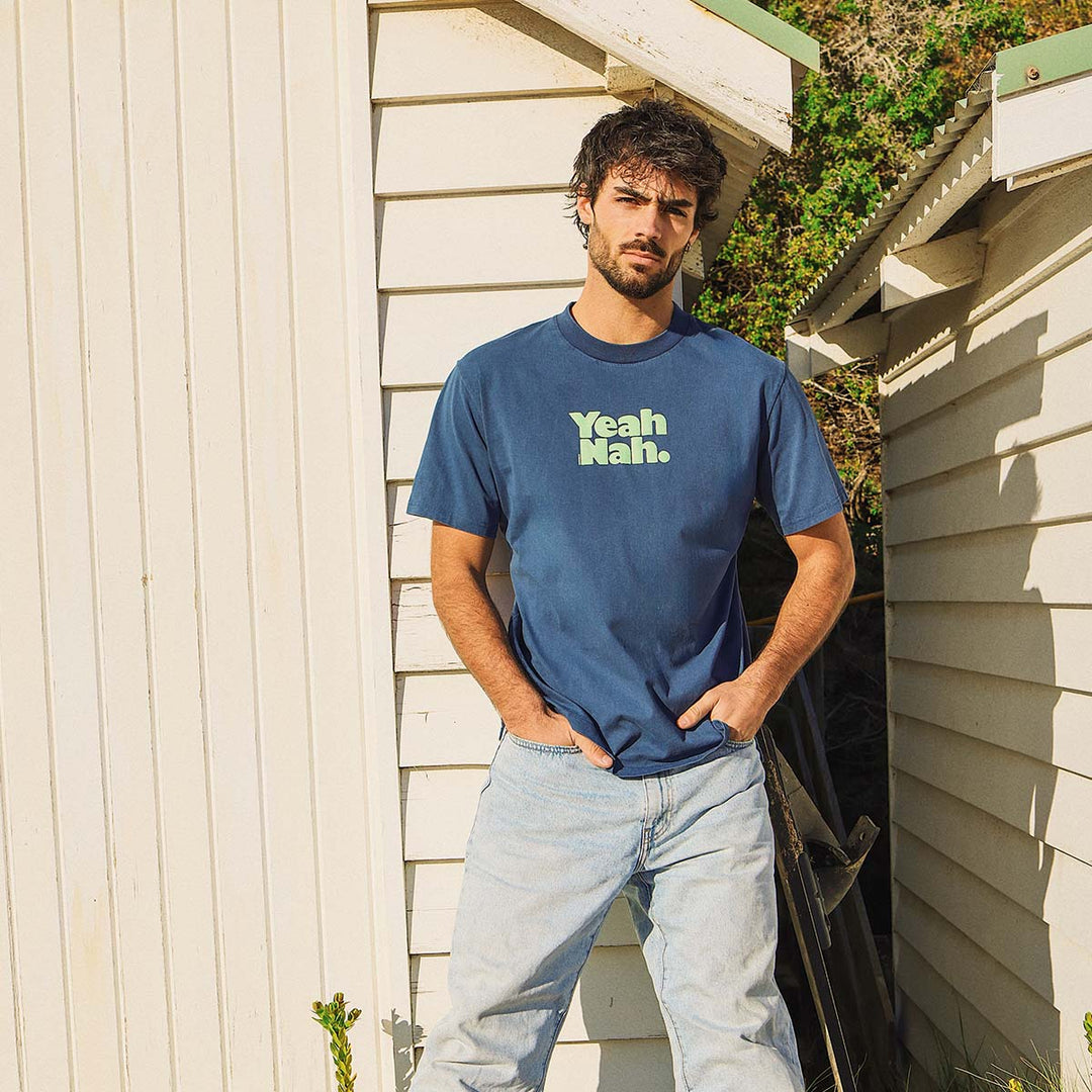 SKWOSH CLUB Mens Yeah Nah Slang Tee in Navy, MENS TEE SHIRTS, SKWOSH CLUB, Elwood 101