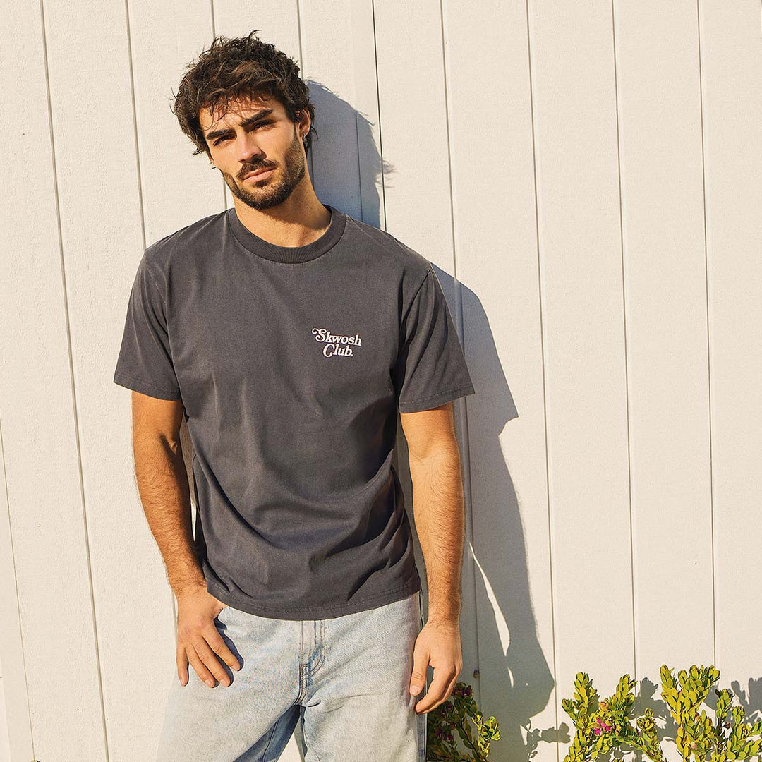 SKWOSH CLUB Mens You Little Ripper Slang Tee in Charcoal, MENS TEE SHIRTS, SKWOSH CLUB, Elwood 101