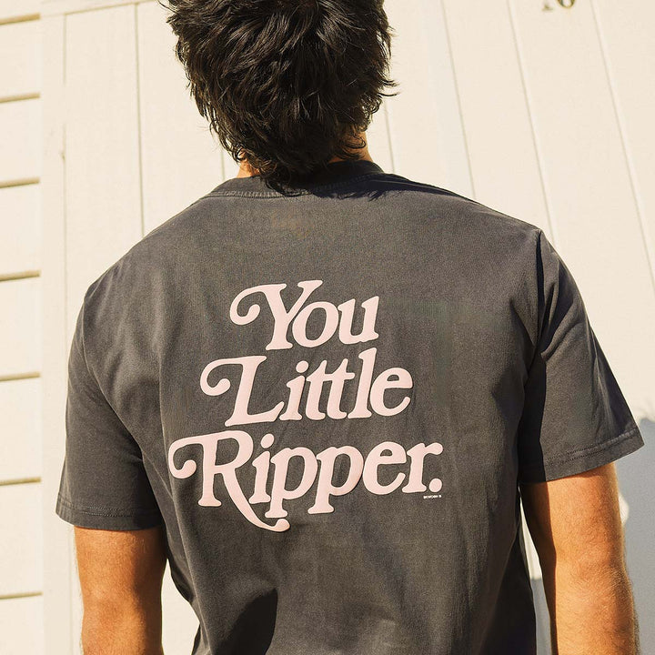 SKWOSH CLUB Mens You Little Ripper Slang Tee in Charcoal, MENS TEE SHIRTS, SKWOSH CLUB, Elwood 101