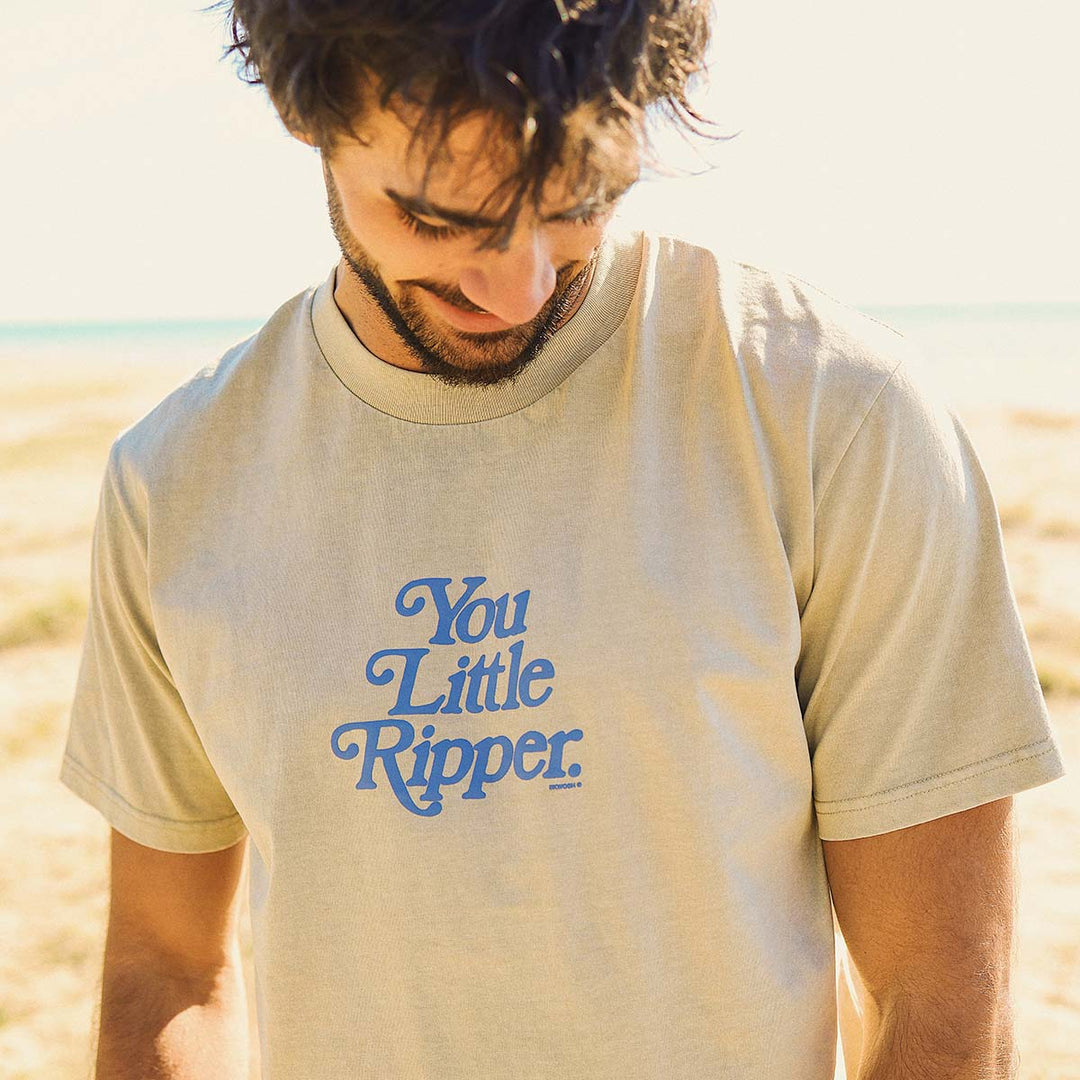 SKWOSH CLUB Mens You Little Ripper Slang Tee in Stone, MENS TEE SHIRTS, SKWOSH CLUB, Elwood 101