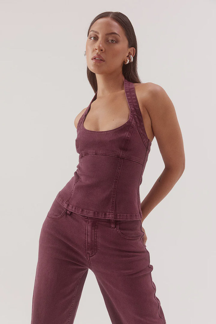 SOVERE Womens Blaine Denim Bodice in Vino