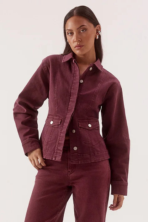 SOVERE Womens Blaine Denim Jacket in Vino