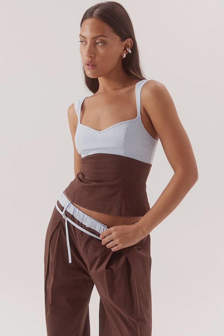 SOVERE Womens Britta Bodice in Chocolate / Sky