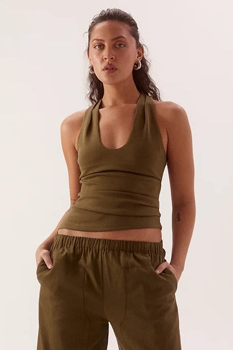 SOVERE Womens Lora Tank in Deep Khaki, WOMENS TOPS & SHIRTS, SOVERE, Elwood 101