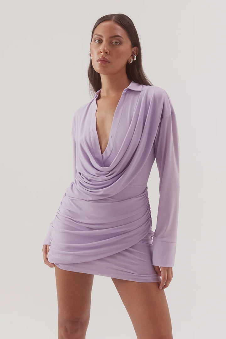 SOVERE Womens Selen Shirt Dress in Wisteria Lilac, WOMENS DRESSES, SOVERE, Elwood 101