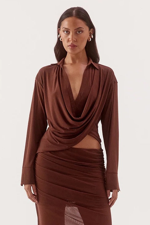 SOVERE Womens Selen Shirt in Mocha, WOMENS TOPS & SHIRTS, SOVERE, Elwood 101