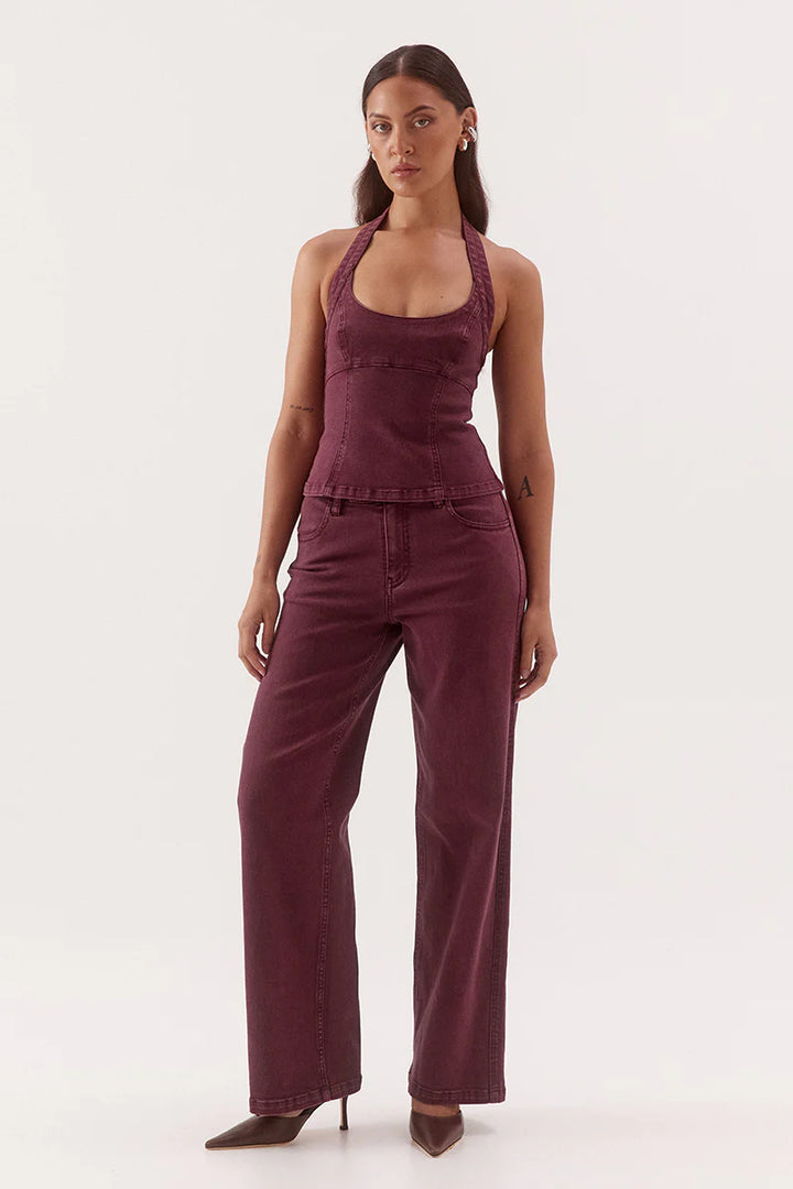 SOVERE Womens Blaine Denim Bodice in Vino