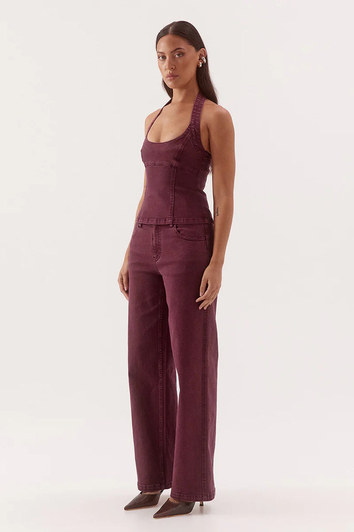 SOVERE Womens Blaine Denim Bodice in Vino
