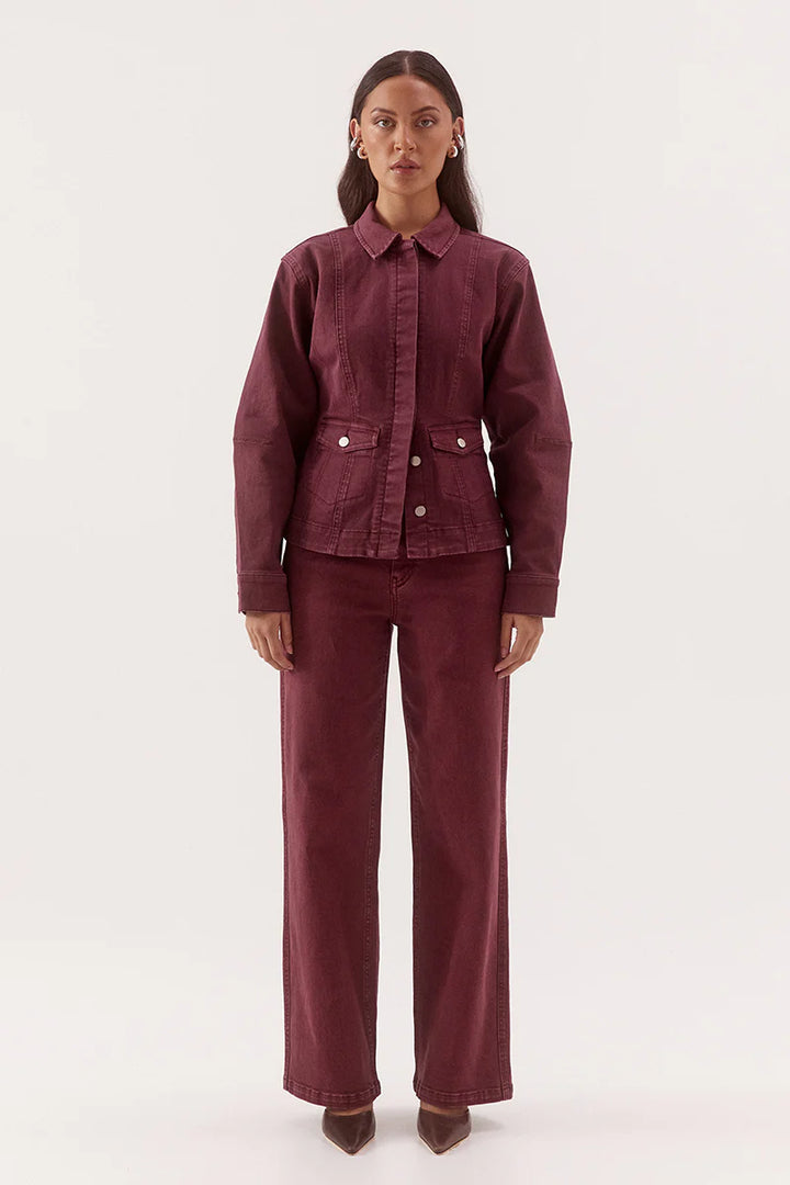 SOVERE Womens Blaine Denim Jacket in Vino