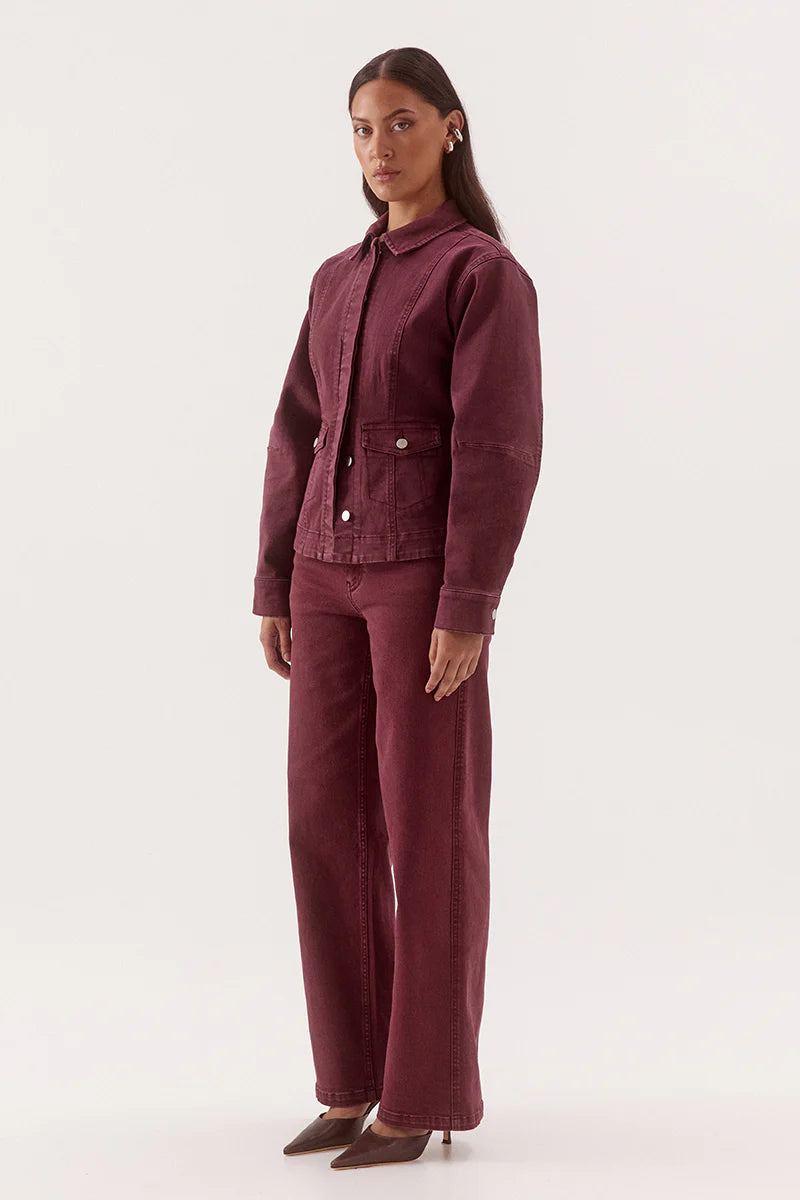 SOVERE Womens Blaine Denim Jacket in Vino