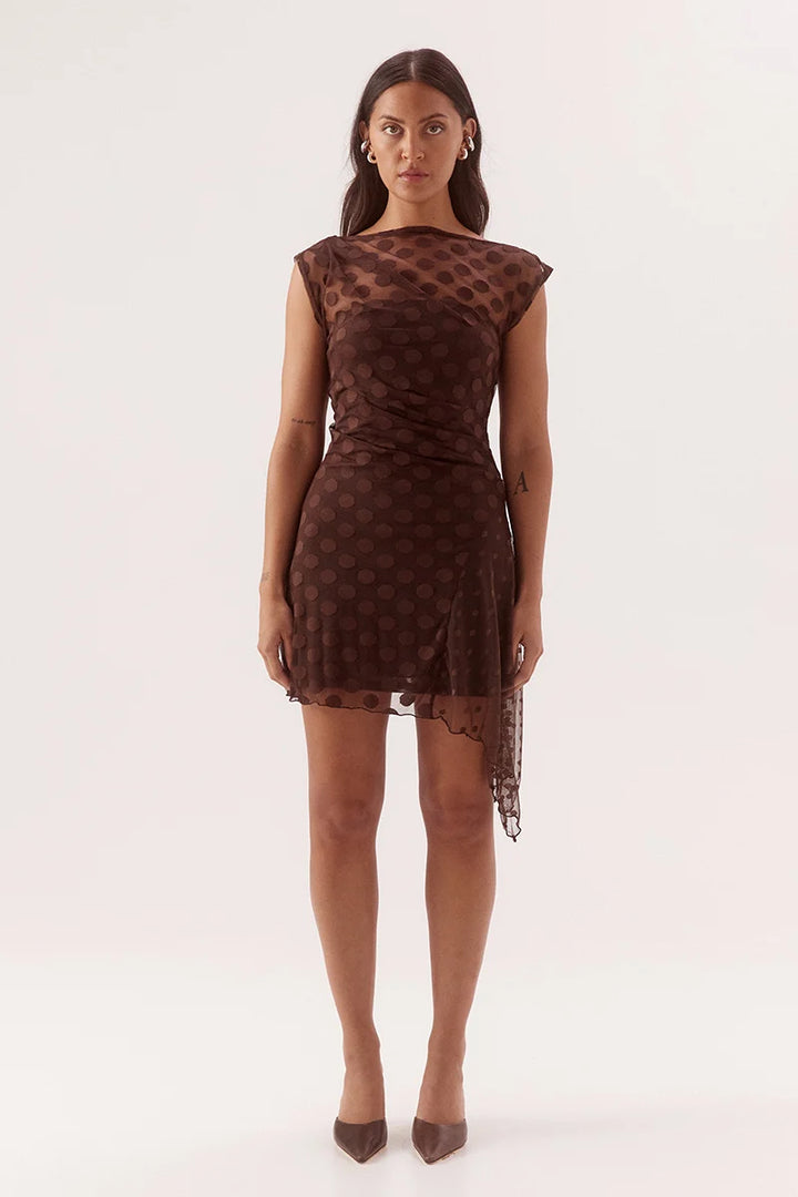 SOVERE Womens Blyth Mini Dress in Chocolate