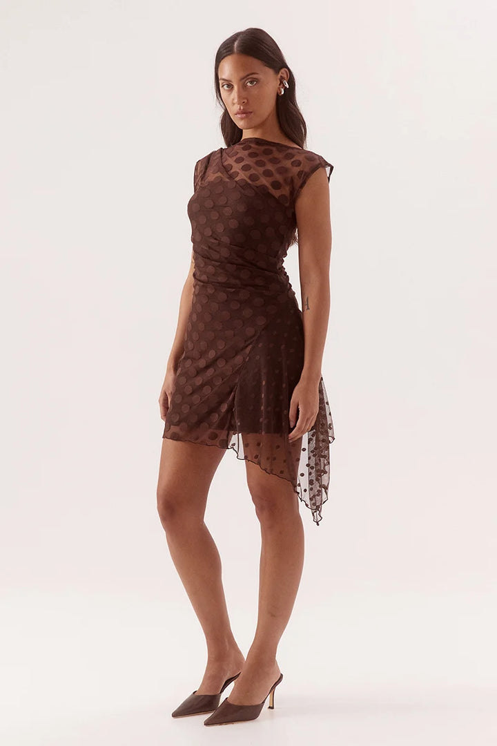 SOVERE Womens Blyth Mini Dress in Chocolate