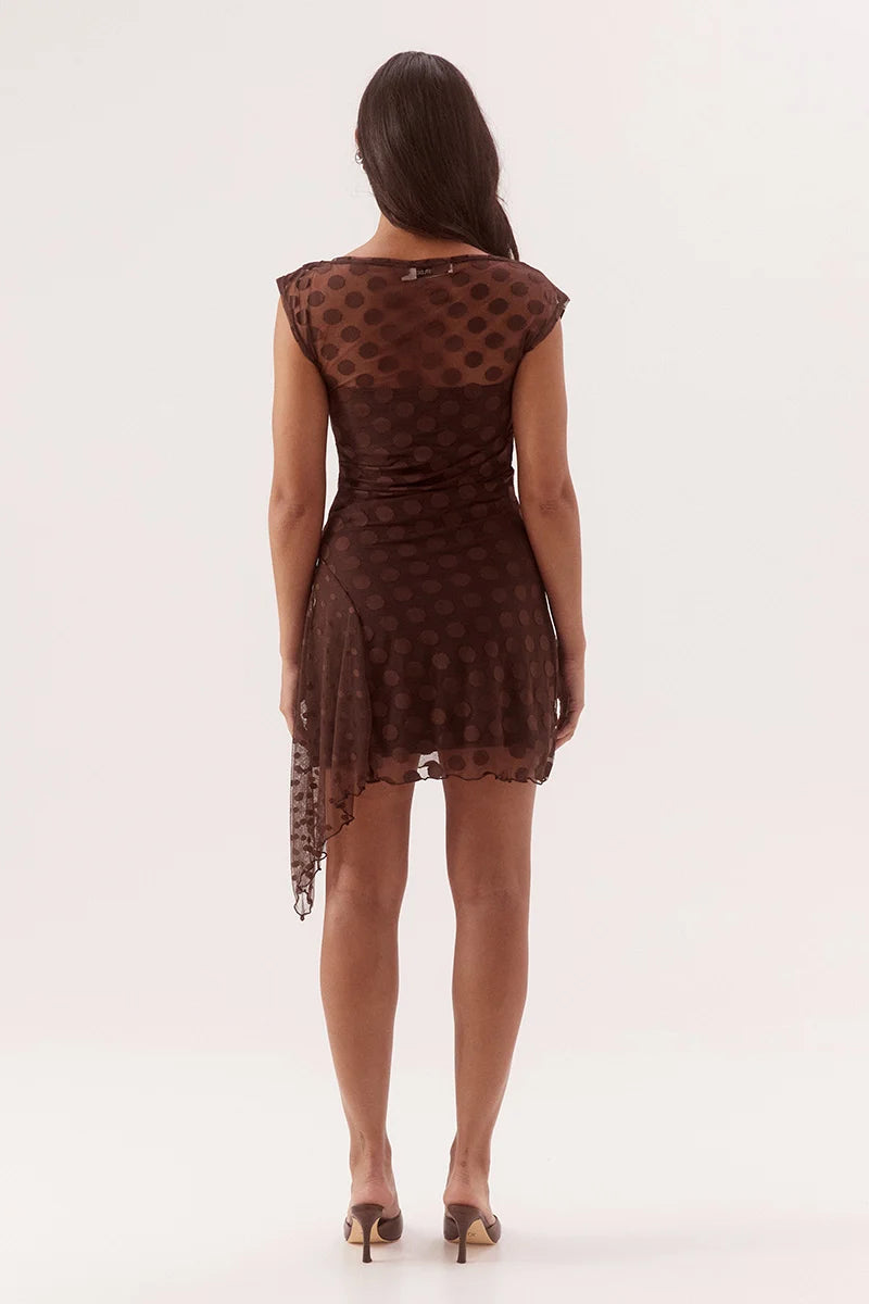 SOVERE Womens Blyth Mini Dress in Chocolate