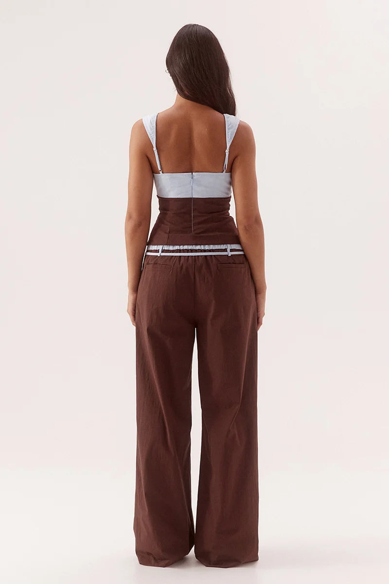 SOVERE Womens Britta Bodice in Chocolate / Sky