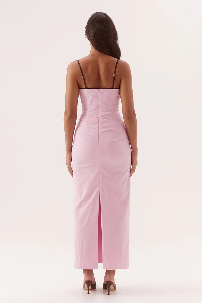 SOVERE Womens Britta Dress in Peony Pink / Chocolate