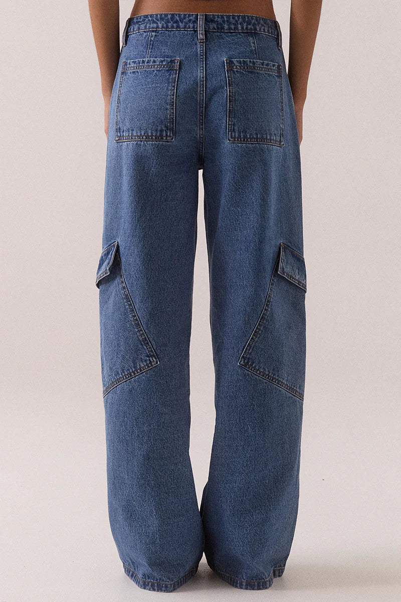 SOVERE Womens Everett Cargo Jean in Worn Blue, WOMENS DENIM, SOVERE, Elwood 101