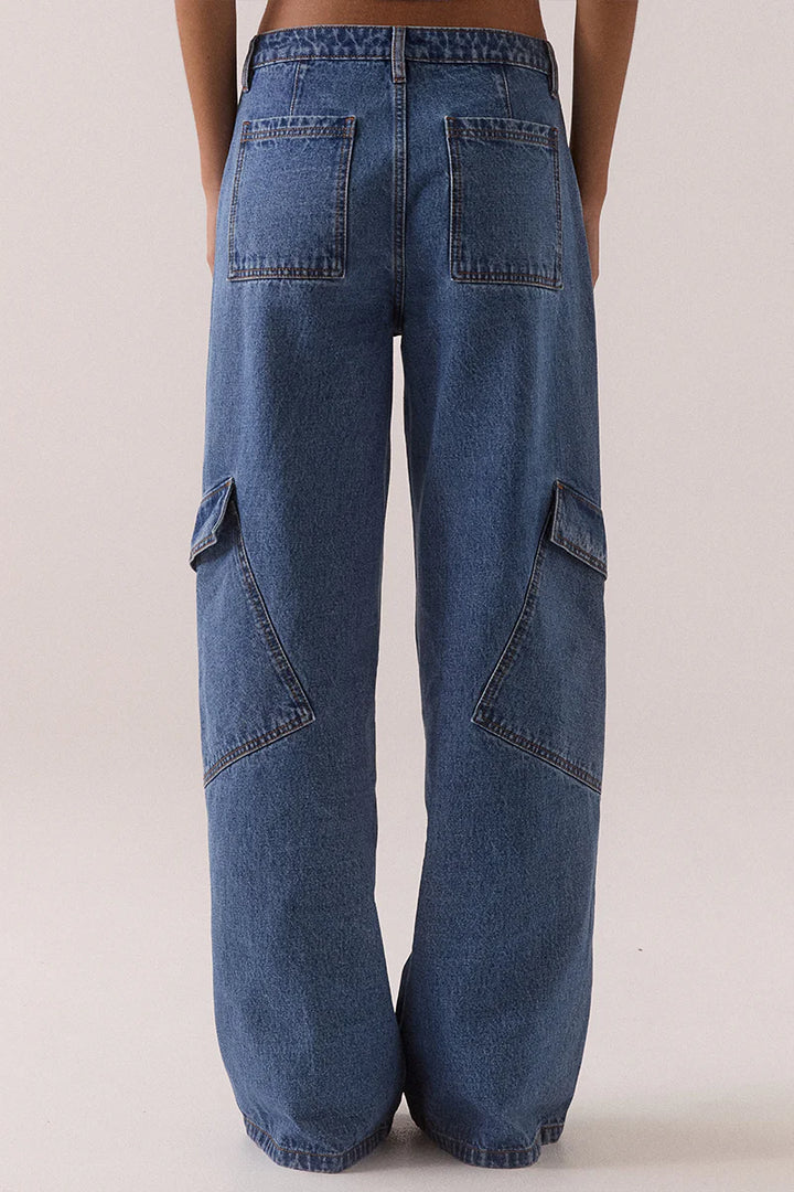 SOVERE Womens Everett Cargo Jean in Worn Blue, WOMENS DENIM, SOVERE, Elwood 101