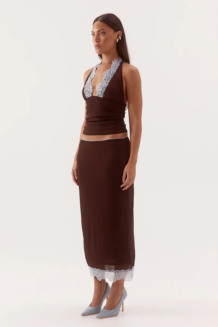 SOVERE Womens Harlow Top In Choc / Sky