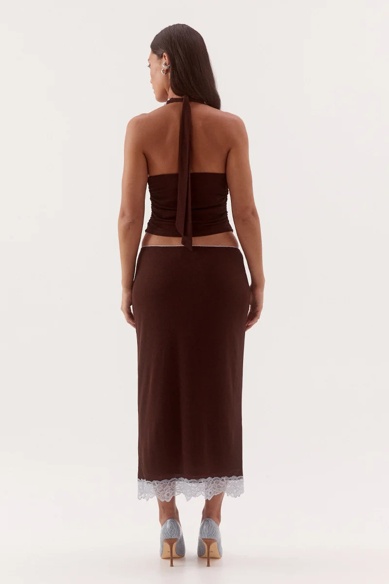 SOVERE Womens Harlow Top In Choc / Sky